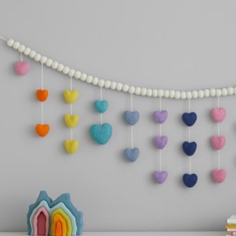 Pottery Barn felted heart garland